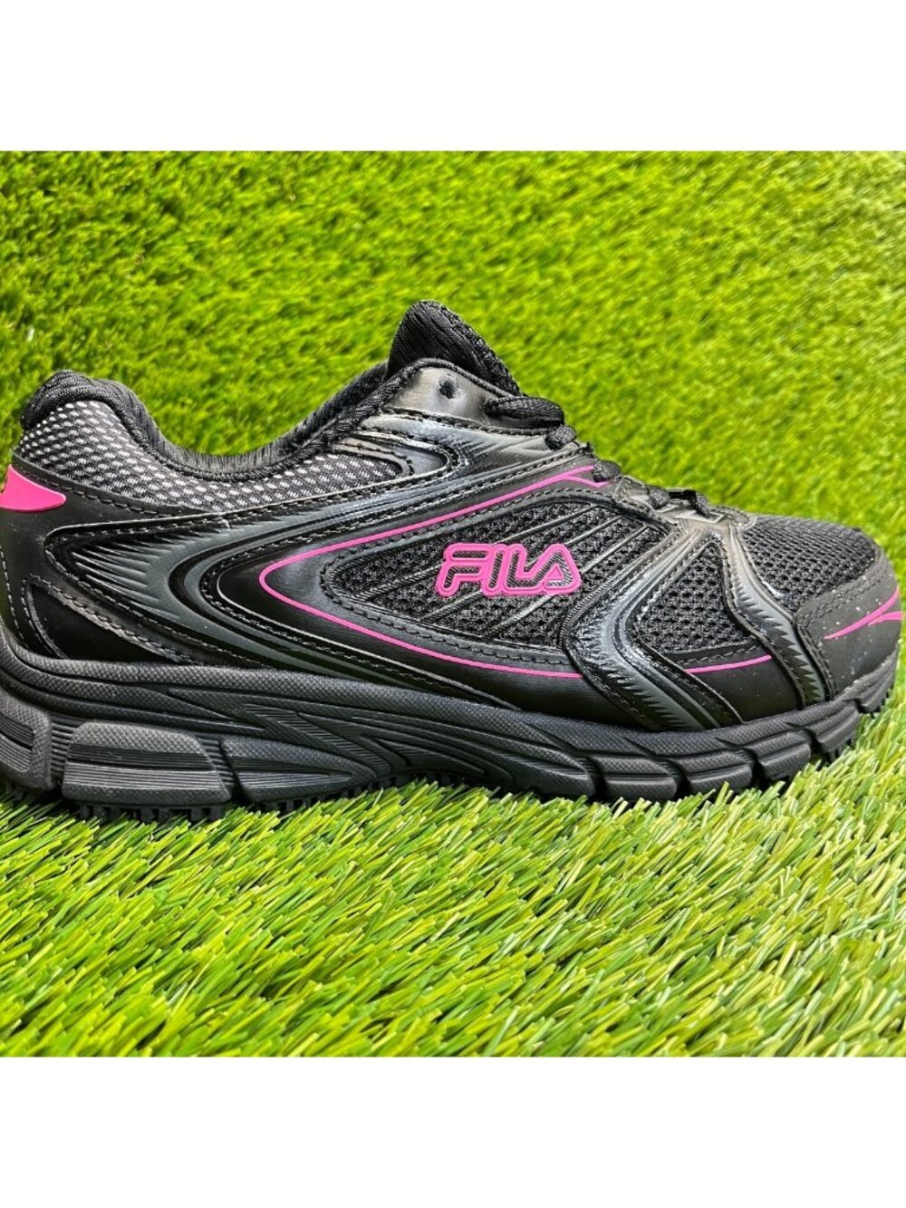 Fila Memory Reckoning 8 Womens Size 7.5 Black Pink Steel Toe Safety Work Shoes